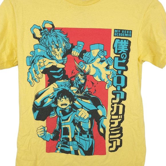 My Hero Academia T Shirt Mens Size S Manga Super Heroes Top Yellow Funimation - Picture 6 of 9